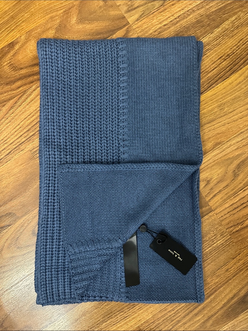 Rag and Bone Indigo Blue Ryan Wool Scarf